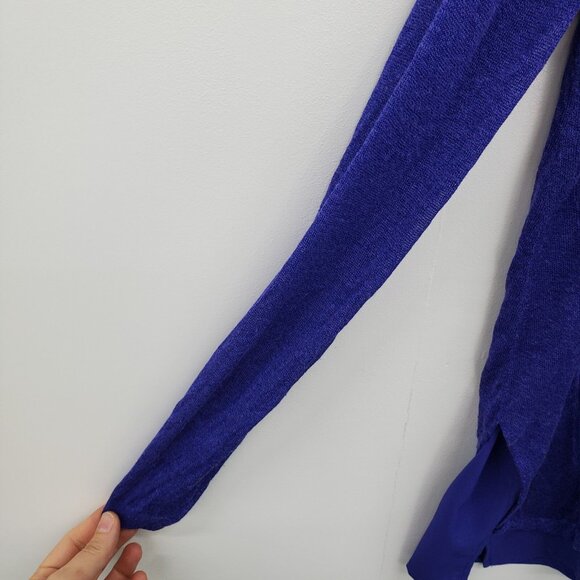 Simply Vera Vera Wang Womens PM Purple Linen Blend Sweater Long Sleeve Lined - Picture 9 of 14